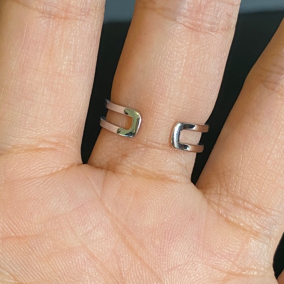 White Gold Double Lines CZ Chunky Open Ring for Women Girls Anniversary g… - Picture 2 of 4